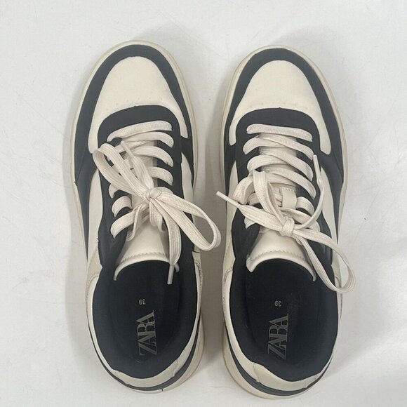 Zara Black White Platform Retro Sneakers Sz 39 Sz 8.5 - Picture 5 of 7